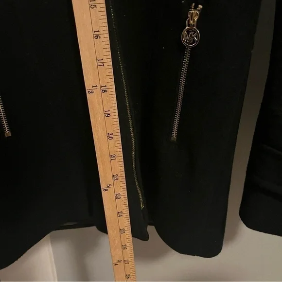 Michael Kors Black Hooded Wool Full Zip Jacket Small Gold Hardware - Picture 6 of 8